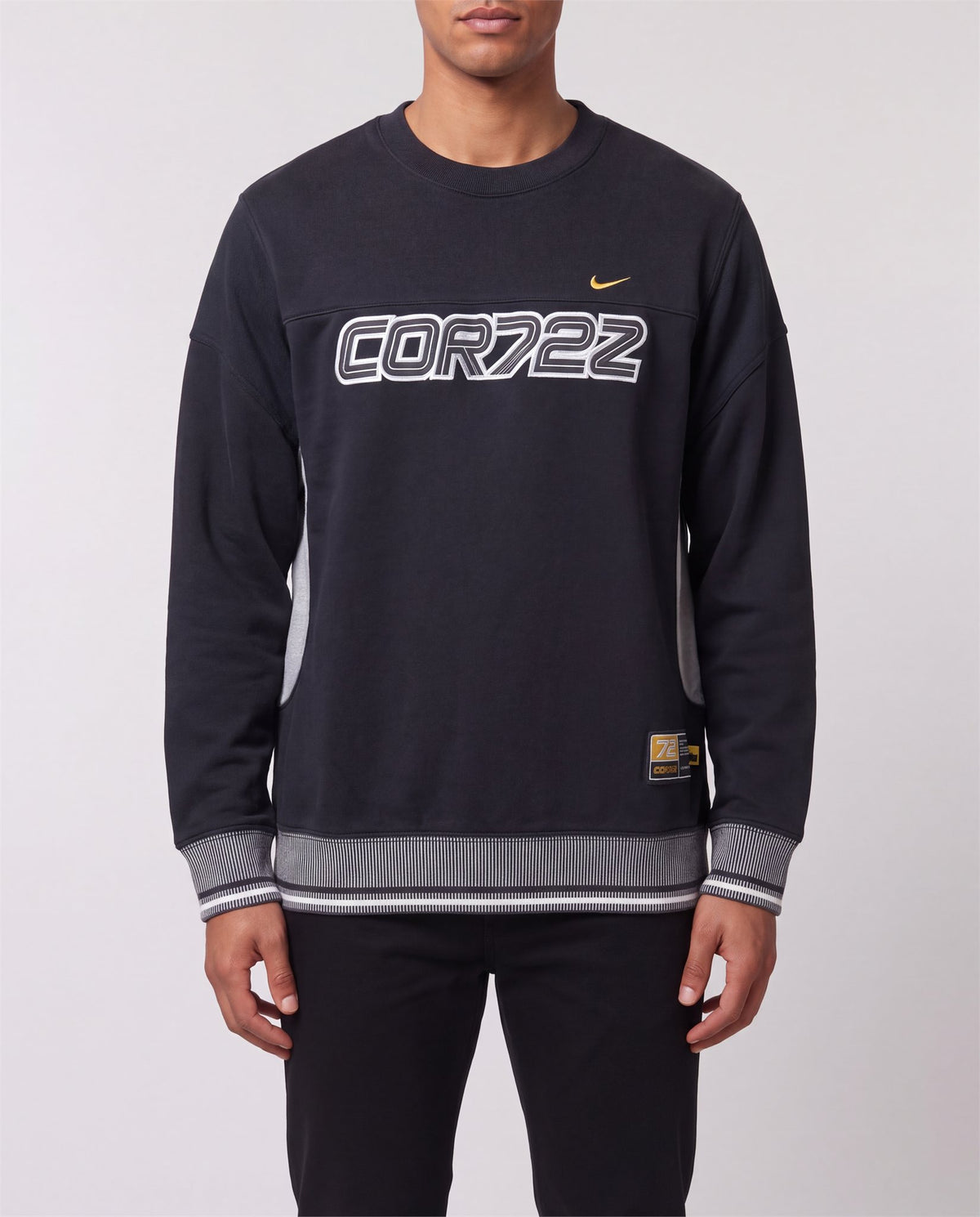 Nike Cortez Sweater front view, S, 90s vintage, PrimeSupply