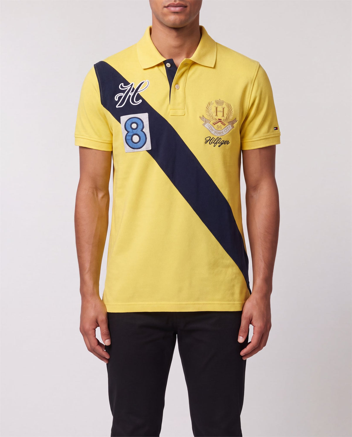 Tommy Hilfiger NYC Polo front view, S, 90s vintage, PrimeSupply