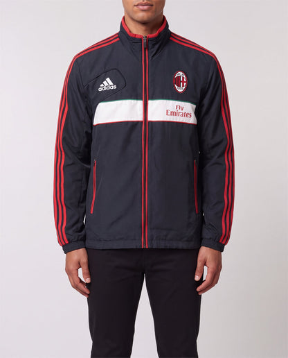 Adidas AC Milan Track Jacket front view, S, 90s vintage, PrimeSupply