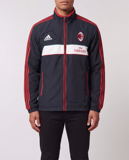 Adidas AC Milan Track Jacket front view, S, 90s vintage, PrimeSupply