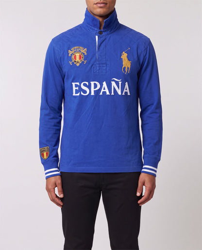 Ralph Lauren Espana Rugby Shirt front view, S, 90s vintage, PrimeSupply