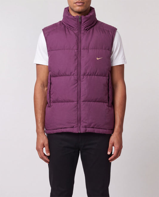 Nike Burgundy Puffer Vest front view, S, 90s vintage, PrimeSupply