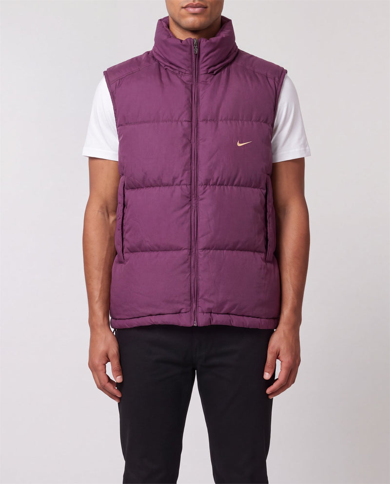 Nike Burgundy Puffer Vest front view, S, 90s vintage, PrimeSupply