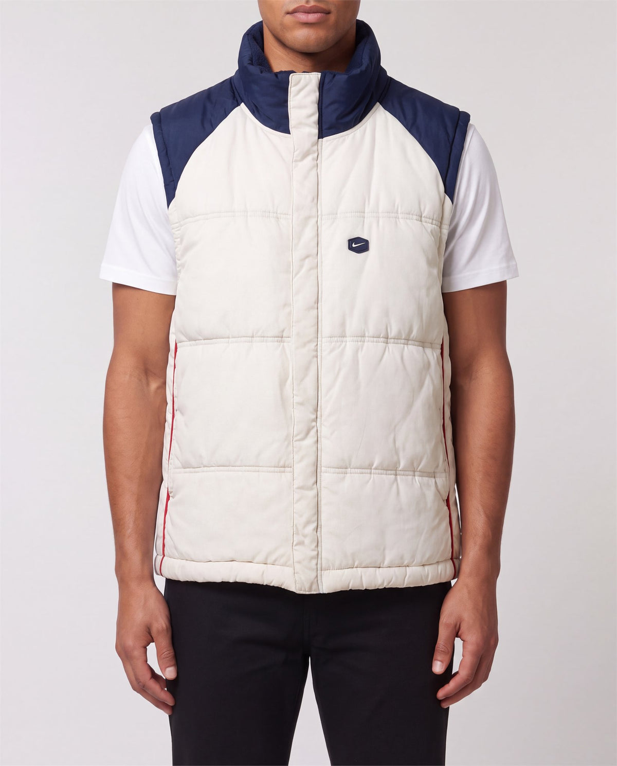 Nike White Puffer Vest front view, S, 90s vintage, PrimeSupply