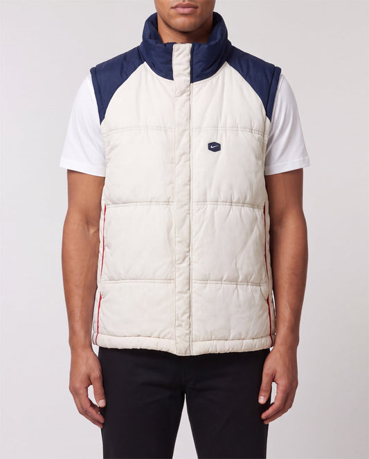 Nike White Puffer Vest front view, S, 90s vintage, PrimeSupply