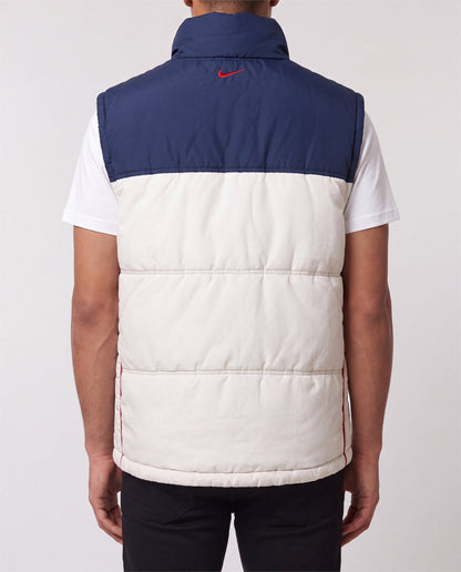 Nike White Puffer Vest back view, S, 90s vintage, PrimeSupply