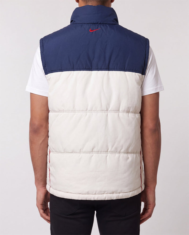 Nike White Puffer Vest back view, S, 90s vintage, PrimeSupply
