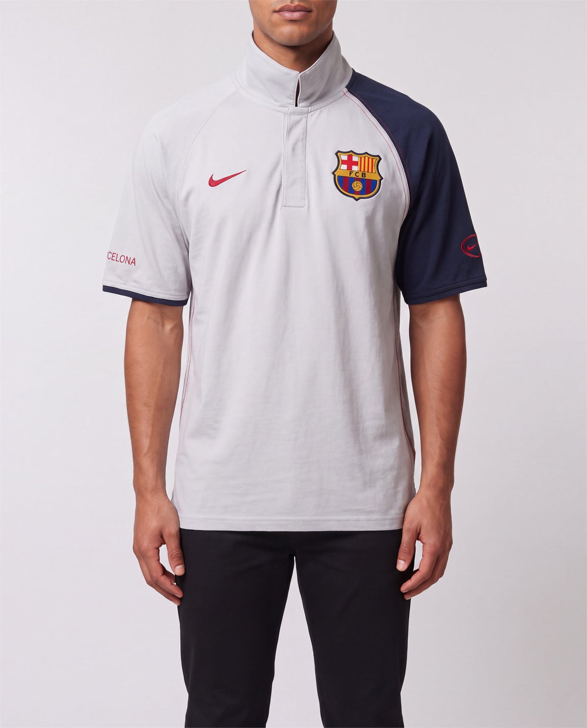 Nike FC Barcelona Polo front view, S, 90s vintage, PrimeSupply