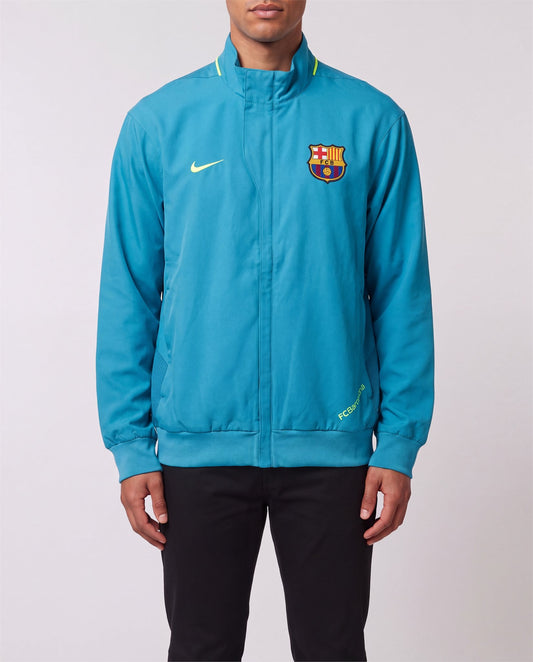 Nike FC Barcelona Track Jacket front view, S, 90s vintage, PrimeSupply